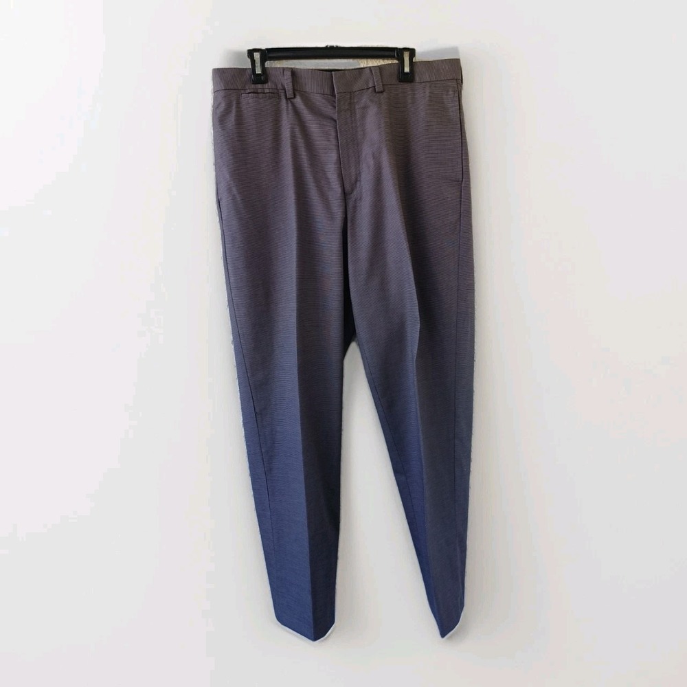 LL Bean Mens Natural Fit Cotton Pants Flat‎ Front Striped Size 35